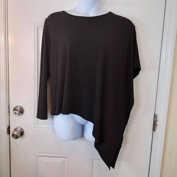 Cato black and long and draped sleeve Hi-Lo blouse - Picture 1 of 10